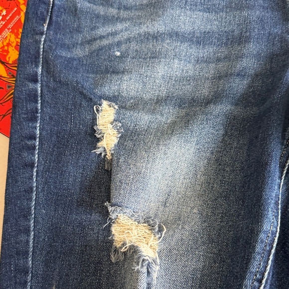 KanCan Distressed Skinny Jeans Medium Wash Raw Hem Stretch Denim Size 14 Women - Picture 7 of 15